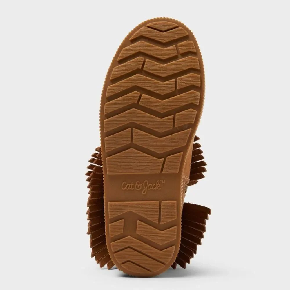 Kids' Fiona Fringe Cozy Boots - Cat & Jack Cognac 2